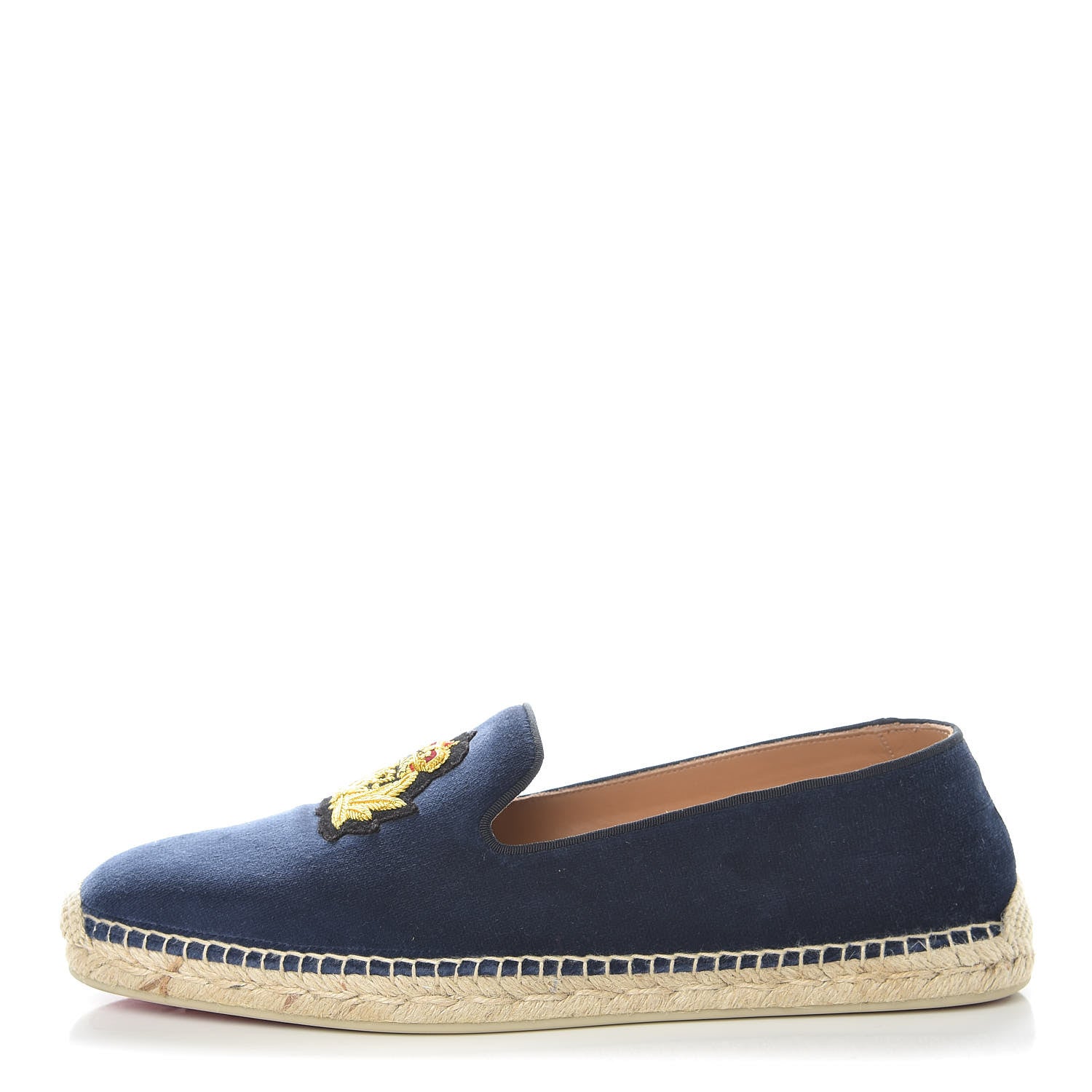 Christian Louboutin Velours Mens Nanou Orlato Flat Espadrilles 44 Navy Gold 1 of 8