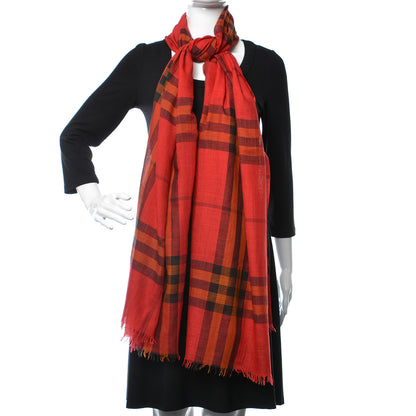 Burberry Wool Silk Lightweight Scarf Damson Pink 2 of 3