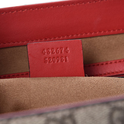 Gucci GG Supreme Monogram Calfskin Medium Padlock Top Handle Bag Beige Hibiscus Red New Rosette 7 of 9