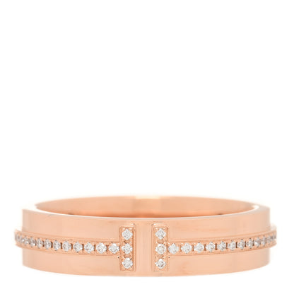 Tiffany 18K Rose Gold Diamond Narrow T Two Ring 52 6 1 of 5