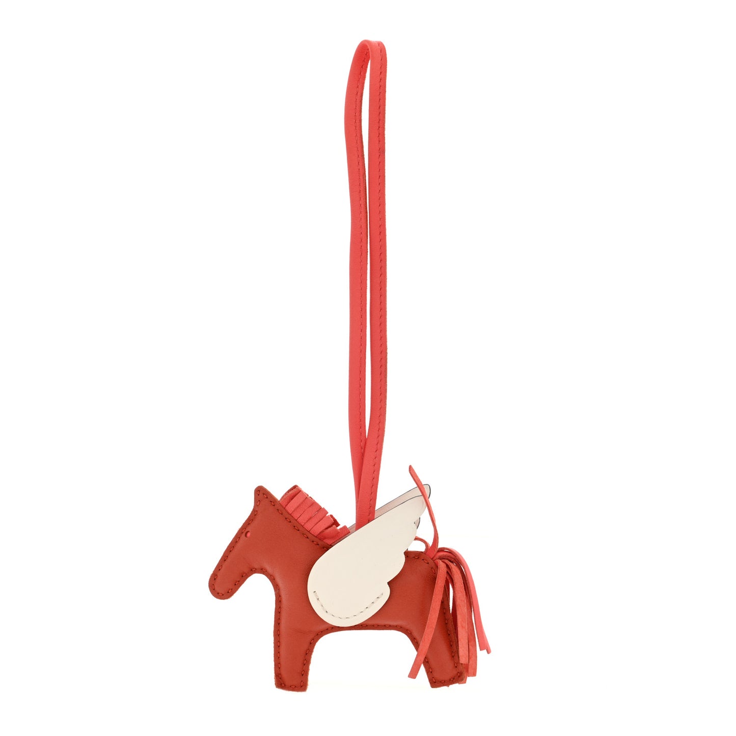 Milo Lambskin Grigri Rodeo Pegase Horse Bag Charm PM Cornaline Rose Texas White