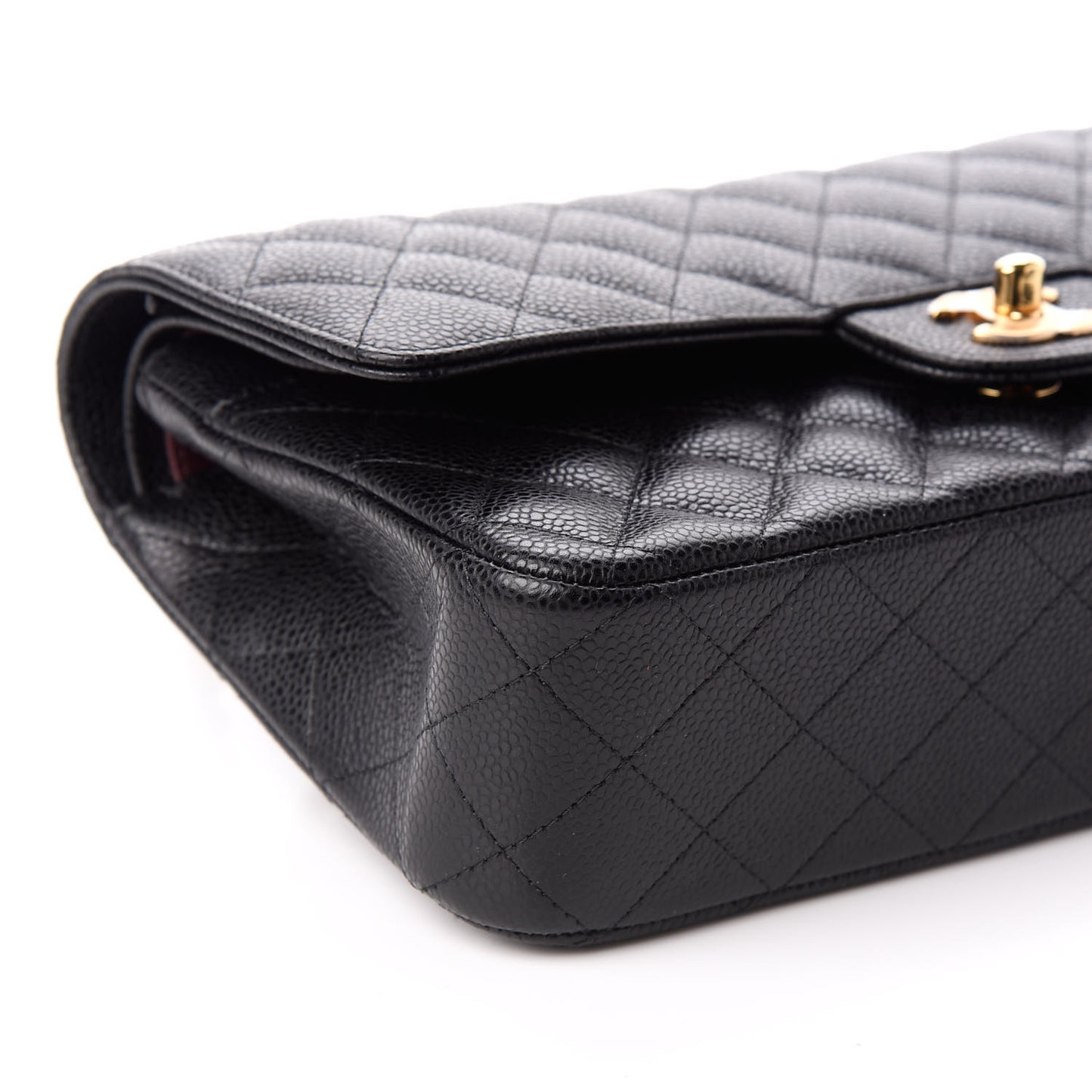 Caviar Quilted Medium Double Flap Black