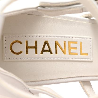 Chanel Lambskin Grosgrain Bow Camellia Mary Jane Pumps 38 White Black 8 of 11