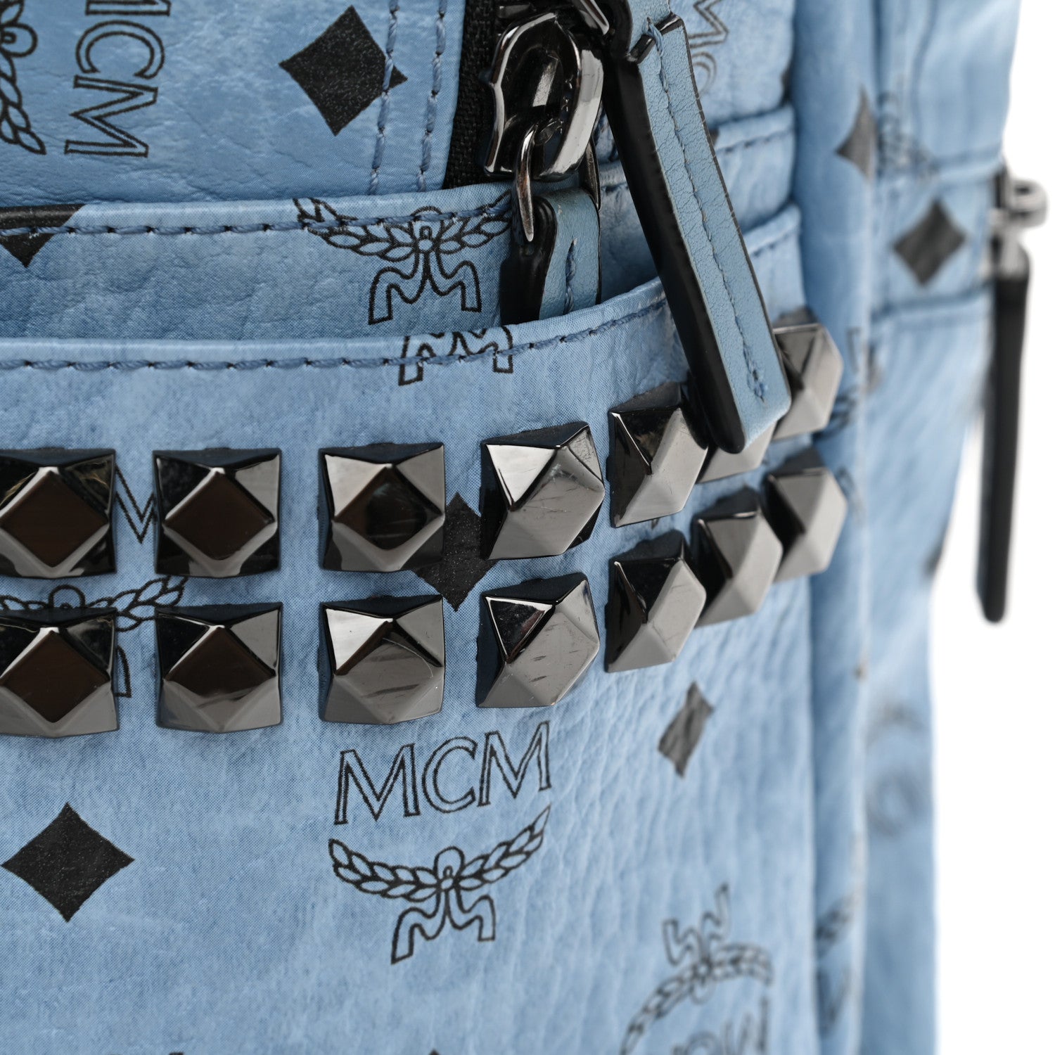 MCM Visetos Small Side Stud Stark Backpack Munich Blue 13 of 16