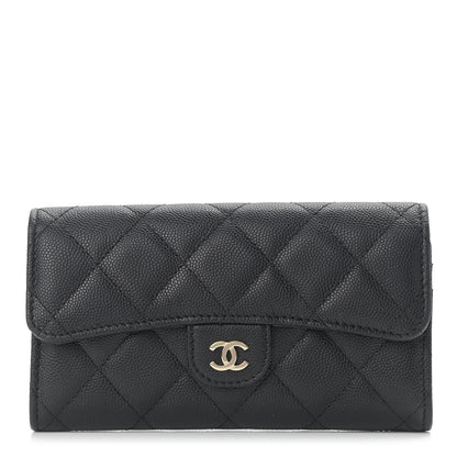 Chanel Caviar Quilted Medium Gusset Flap Wallet Black 1 of 7