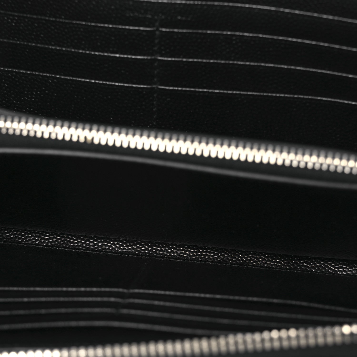 Saint Laurent Grain De Poudre Matelasse Chevron Monogram Zip Around Wallet Black 5 of 8