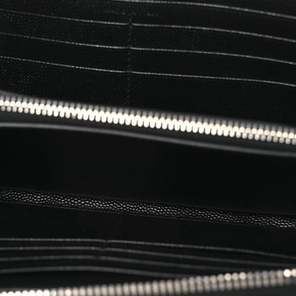 Saint Laurent Grain De Poudre Matelasse Chevron Monogram Zip Around Wallet Black 5 of 8
