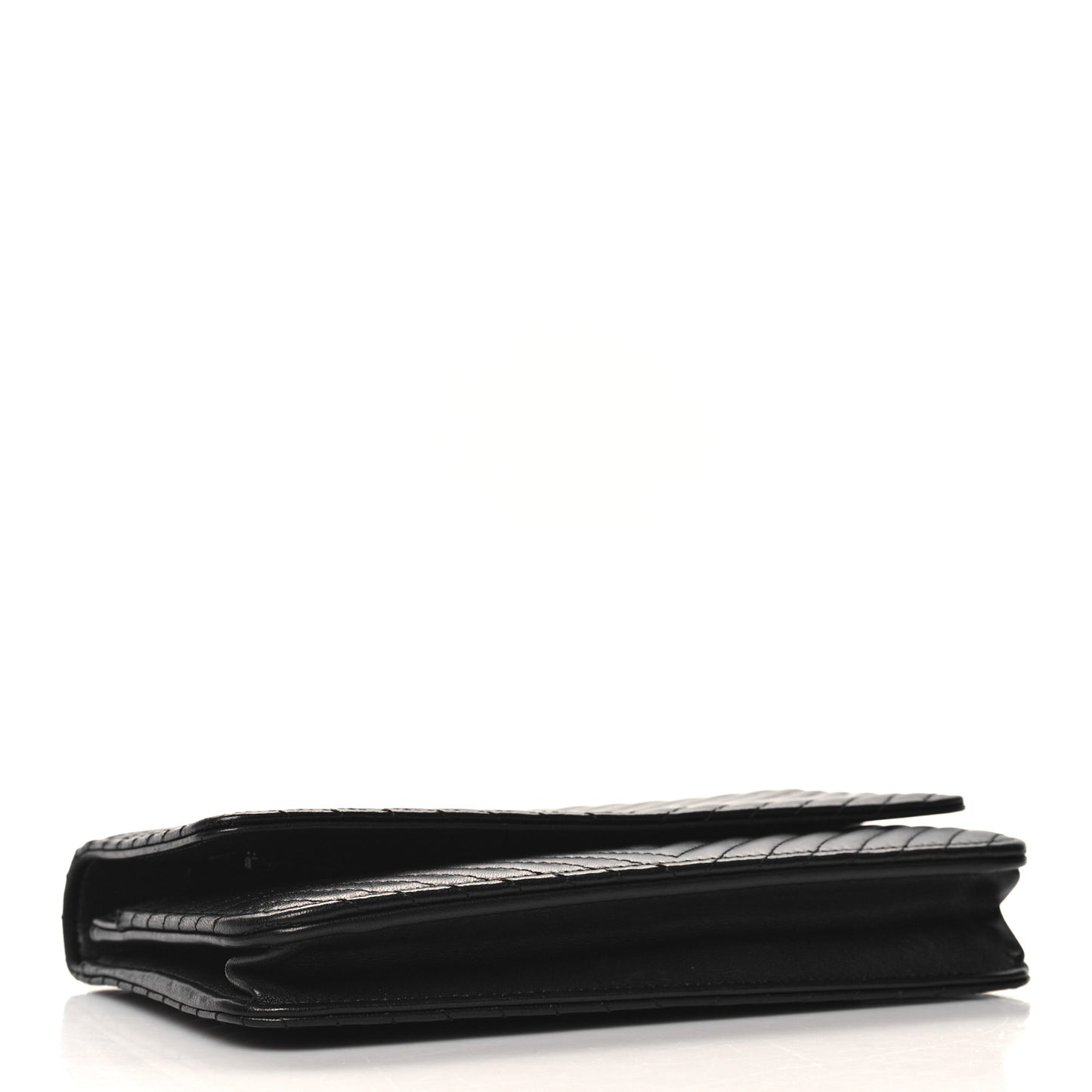Lambskin Chevron Quilted Wallet On Chain WOC So Black