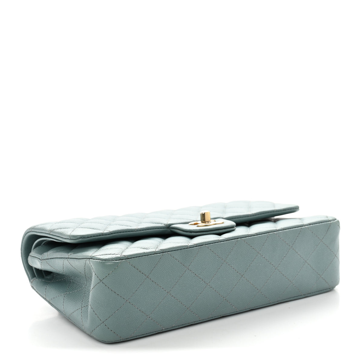 Chanel Iridescent Caviar Quilted Medium Double Flap Light Blue 4 of 12