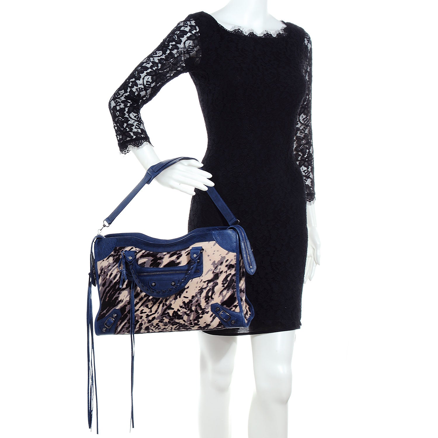 Balenciaga Pony Hair Leopard City Bleu Roi 2 of 10