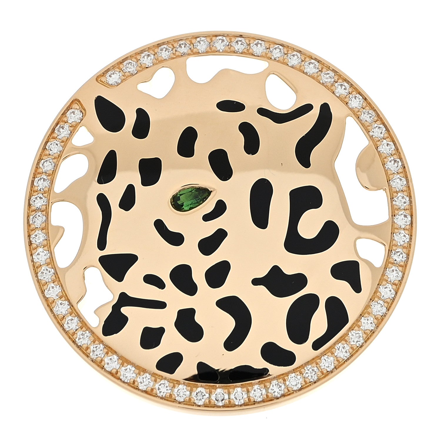 Cartier 18K Yellow Gold Diamond Tsavorite Black Lacquer Panthere De Cartier Ring 51 5.75 1 of 5