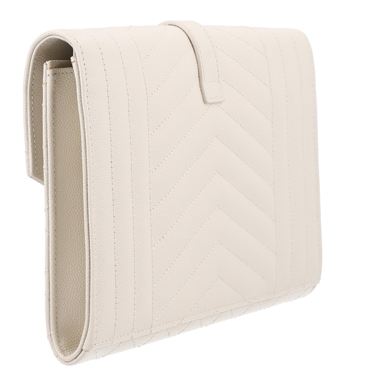 Grain De Poudre Textured Mixed Matelasse Triquilt Monogram Clutch Crema Soft