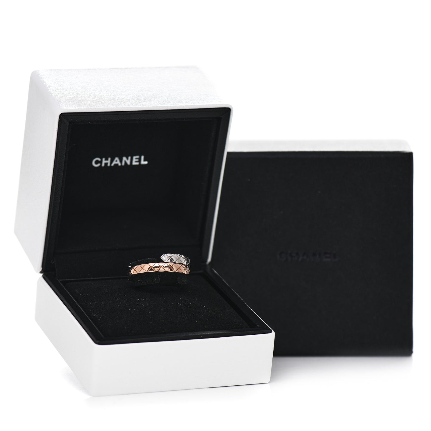 18K White Beige Gold Diamond Coco Crush Toi et Moi Ring 55 7.25