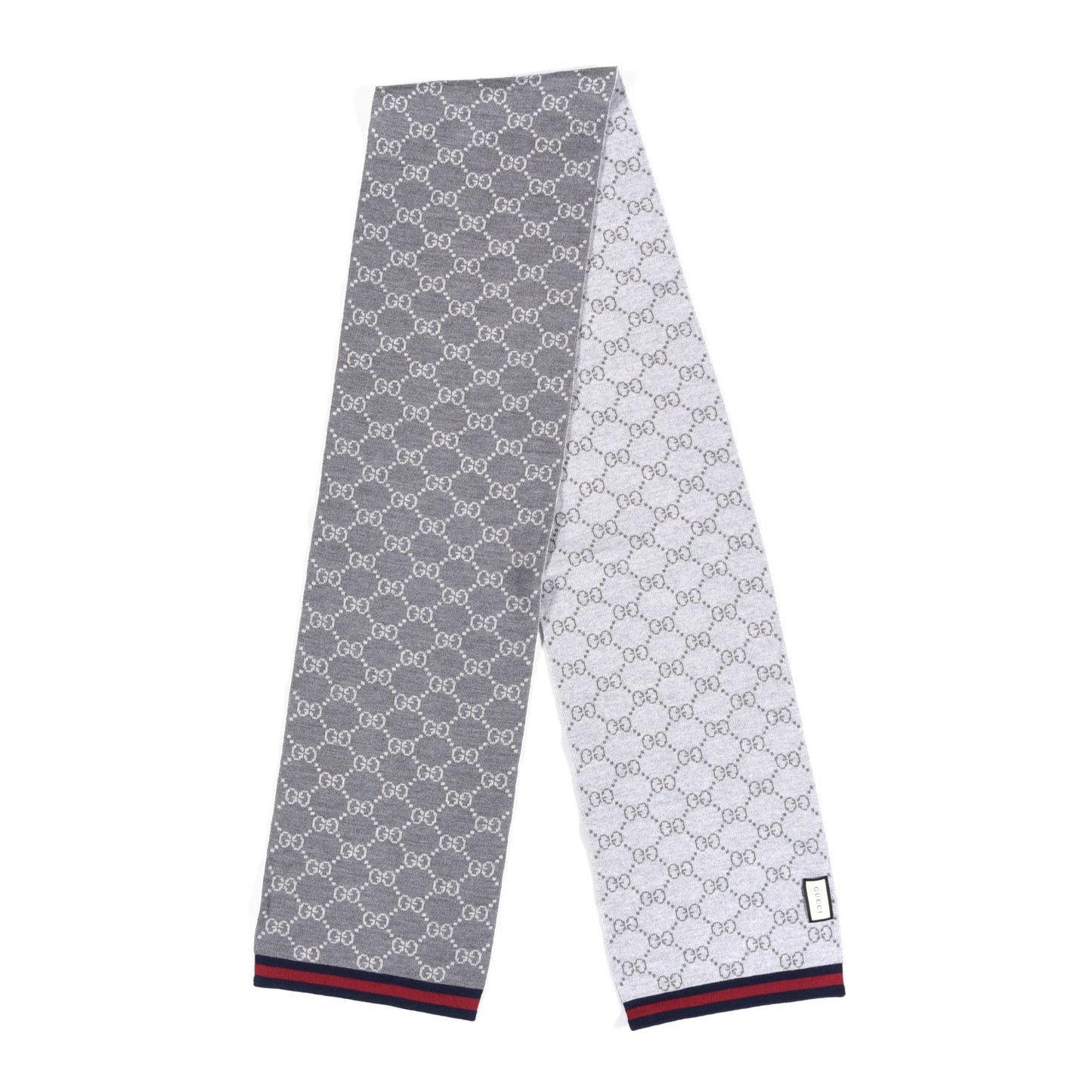 Wool Tricot GG Monogram Web Solange Scarf Coffee Ivory