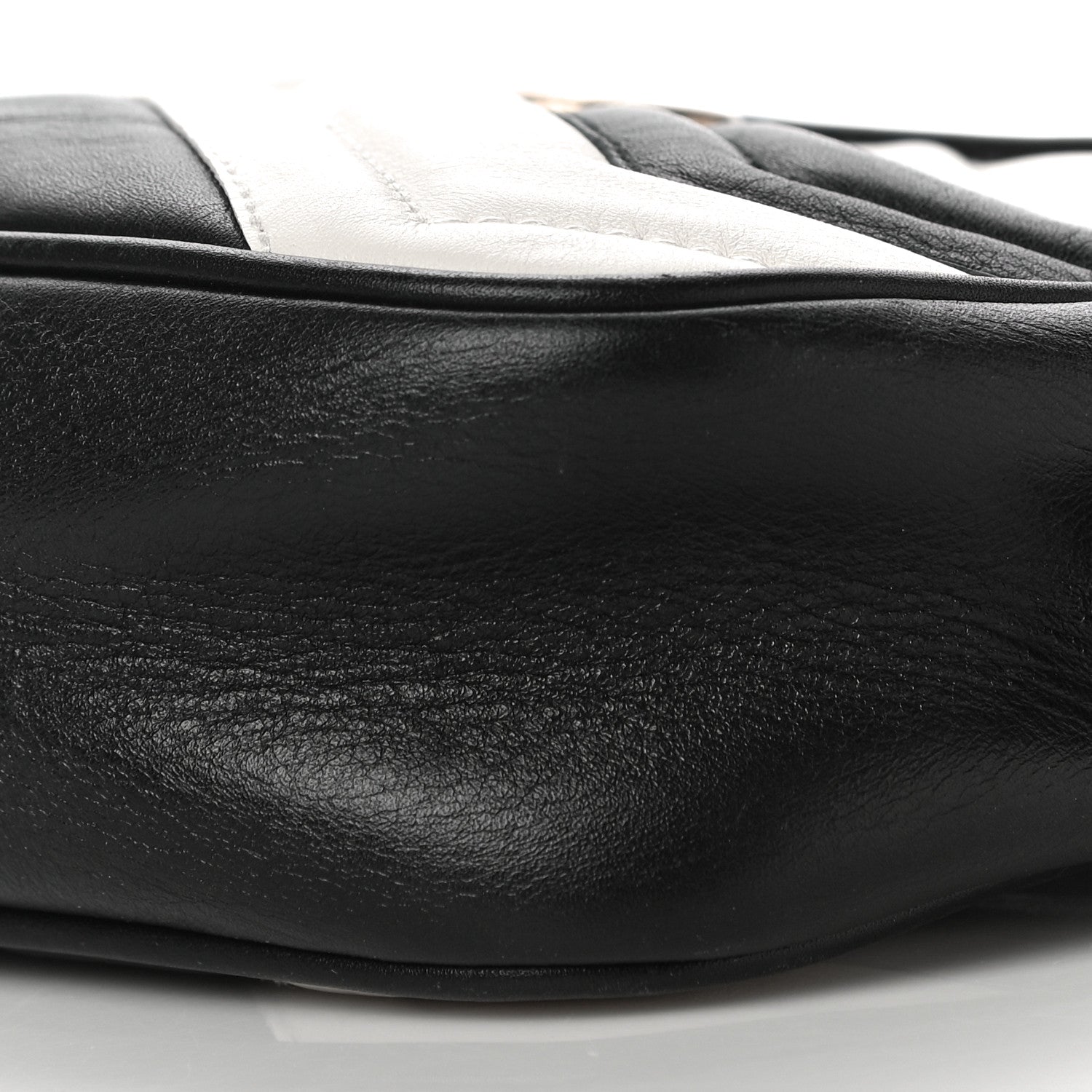 Gucci Calfskin Matelasse Mini GG Marmont Chain Shoulder Bag Black White 11 of 12