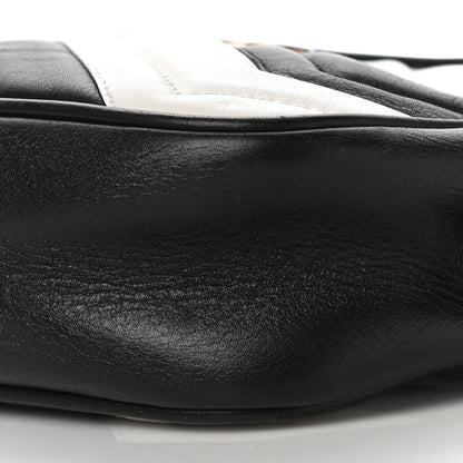 Gucci Calfskin Matelasse Mini GG Marmont Chain Shoulder Bag Black White 11 of 12