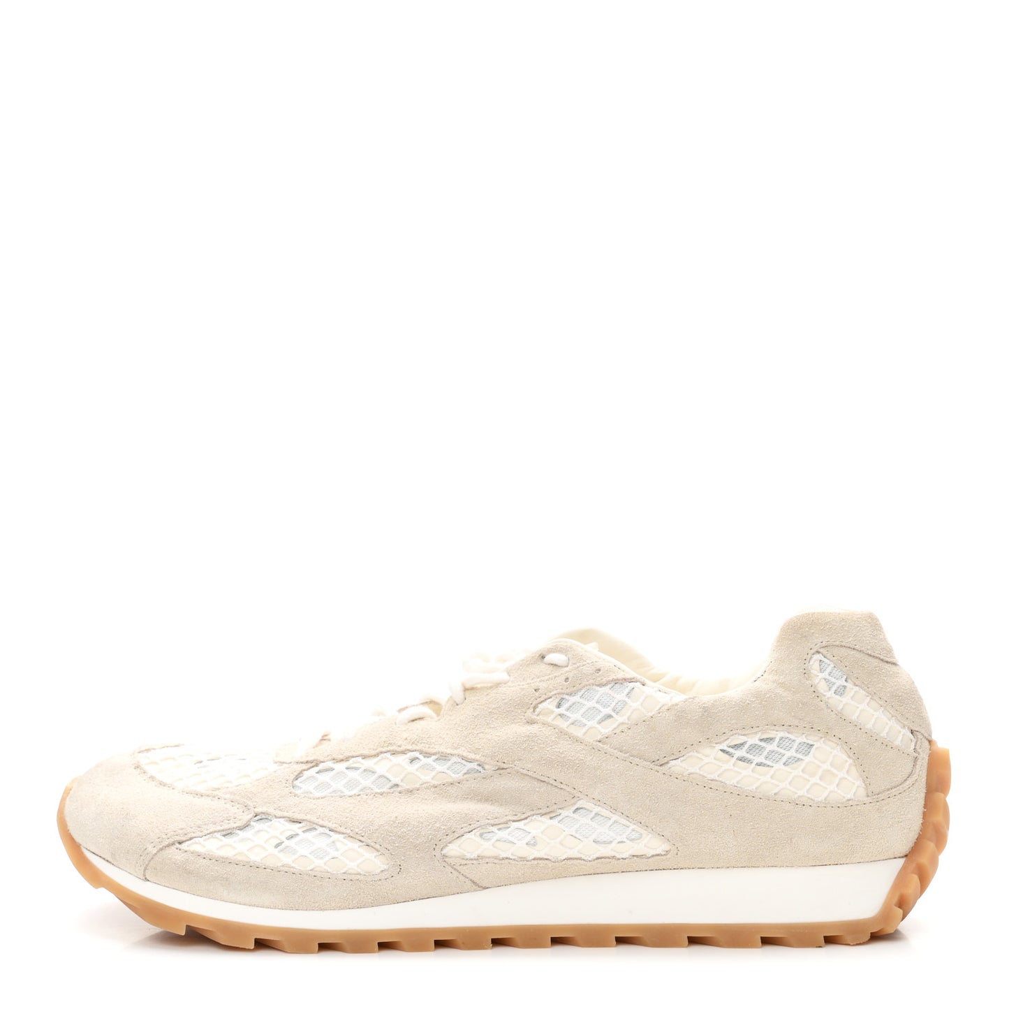 Calfskin Fishnet Fabric Mens Orbit Sneakers 46 Sea Salt