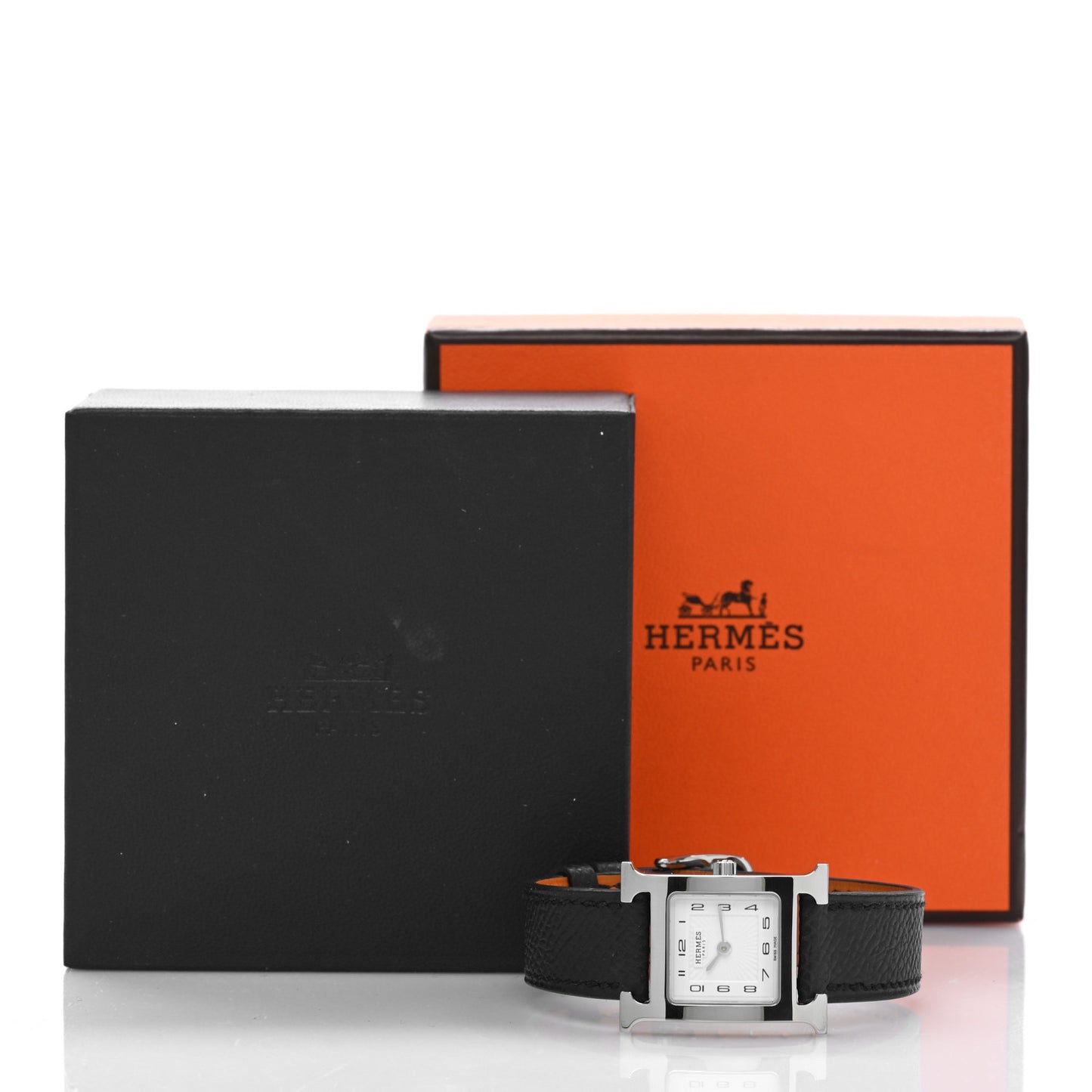 Stainless Steel Epsom 21mm Heure H Hour Quartz Watch Noir