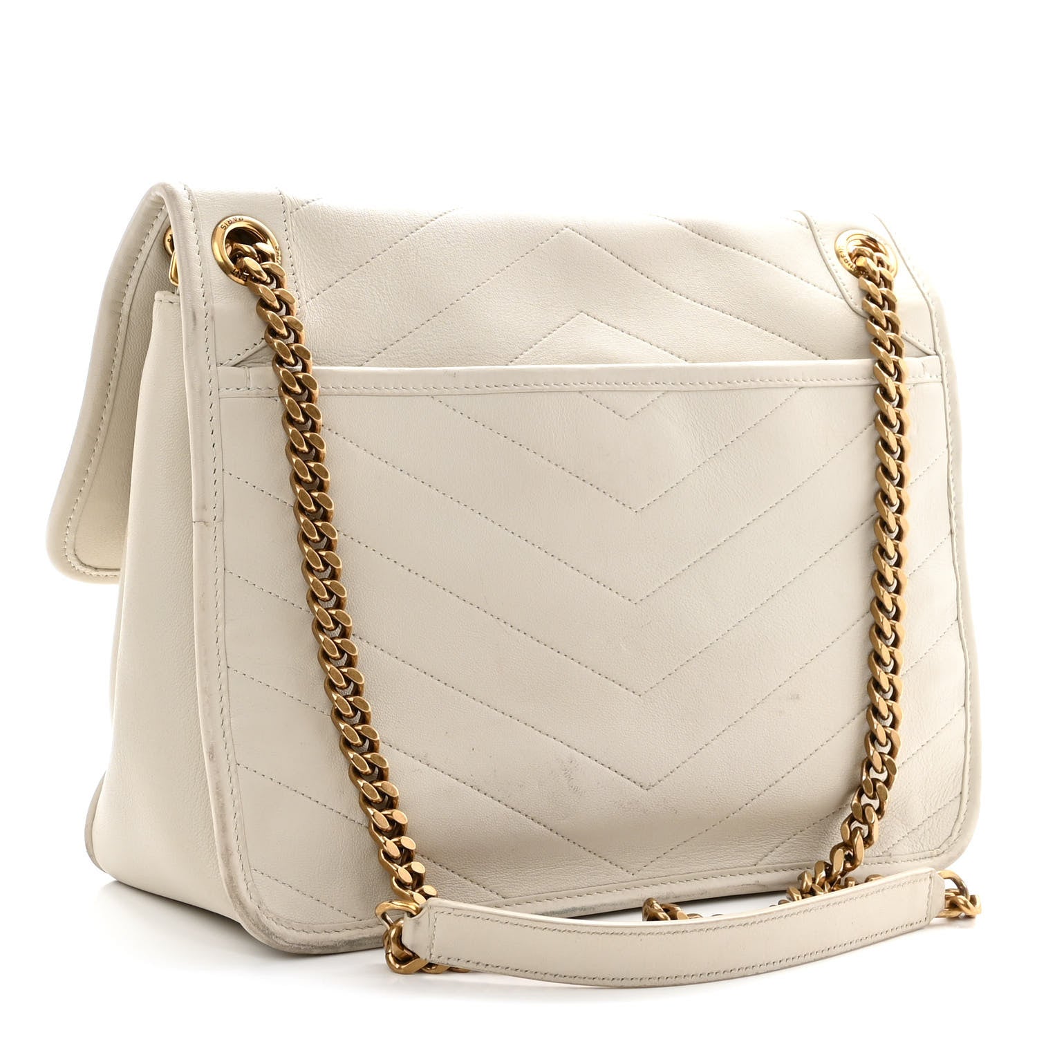 Saint Laurent Lambskin Matelasse Monogram Medium Niki Chain Satchel Ivory 3 of 19