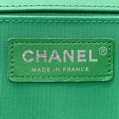 Chanel Lambskin Iridescent PVC Chevron Quilted Medium Boy Flap Green Silver 6 of 16