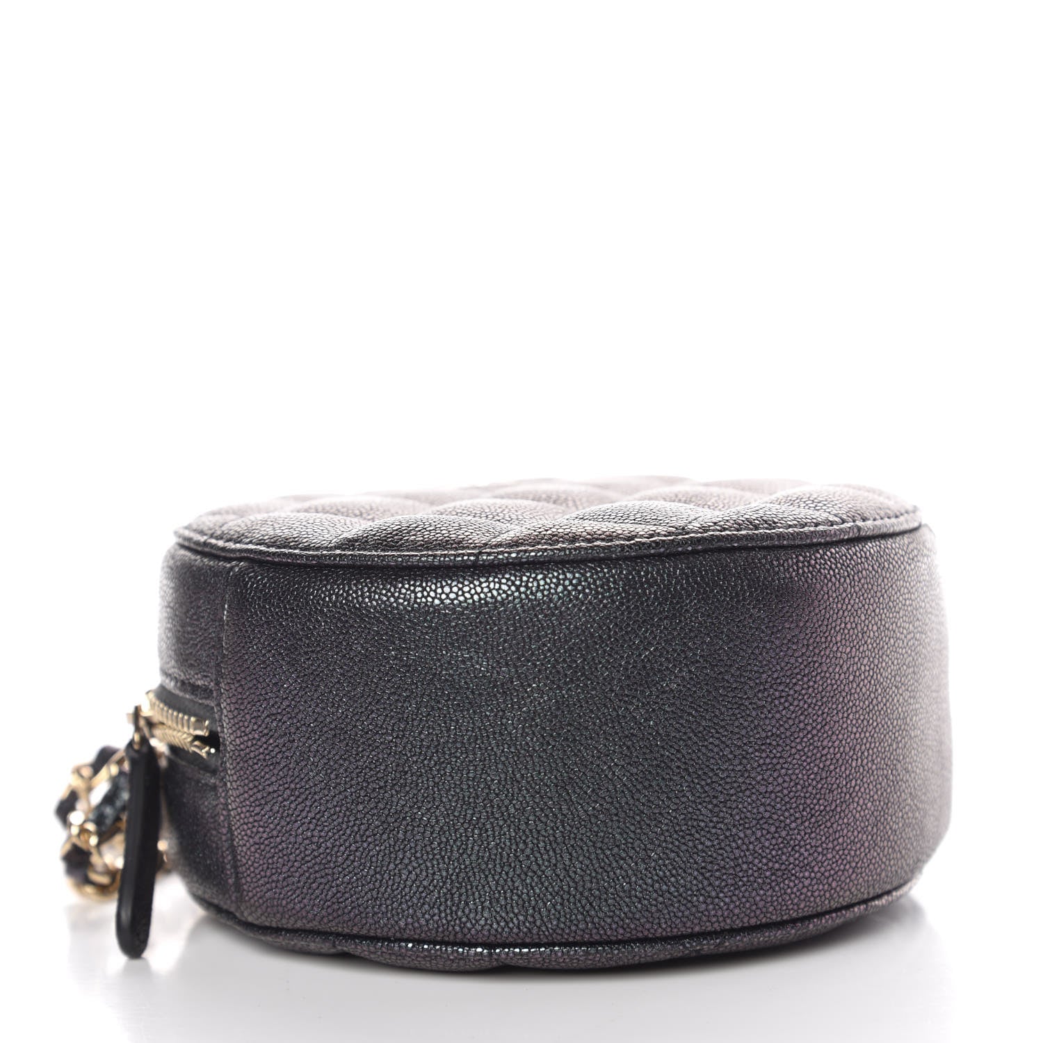 Chanel Iridescent Caviar Quilted Round Clutch With Chain Black 4 of 8