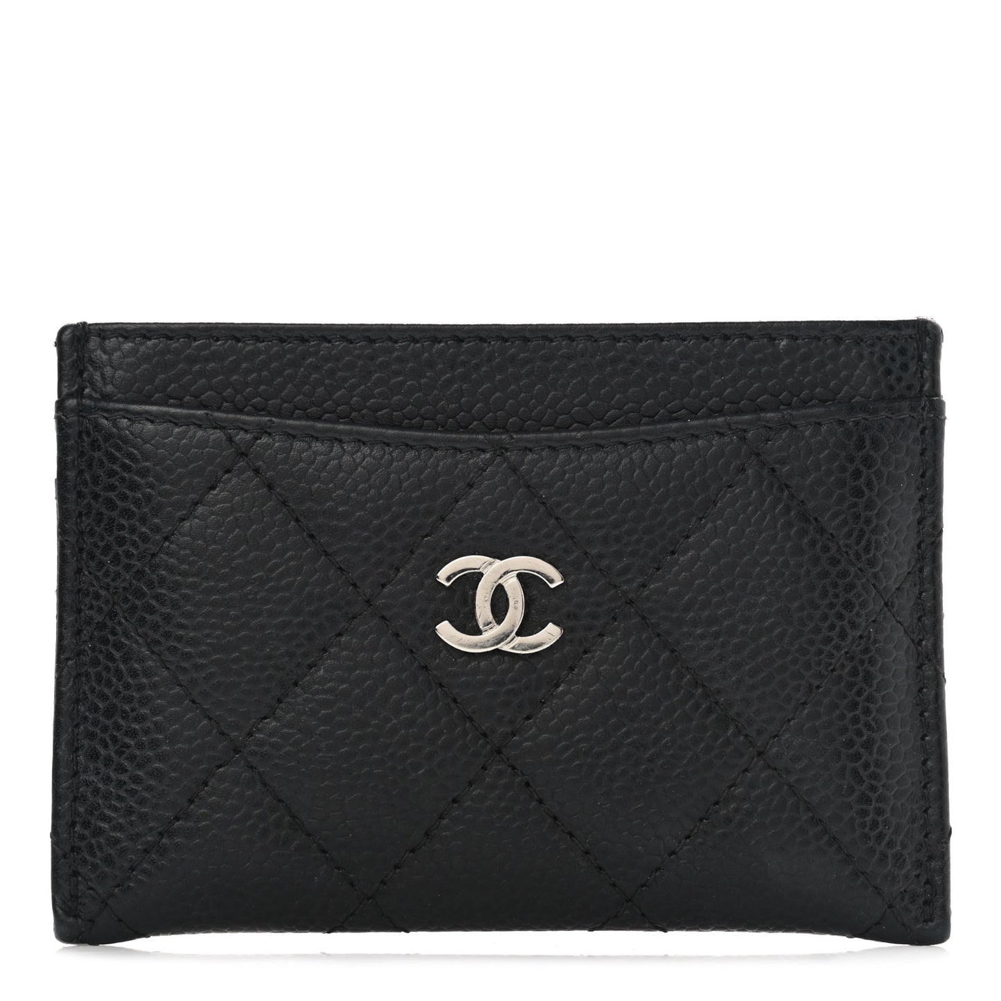 Caviar Quilted Card Holder Black