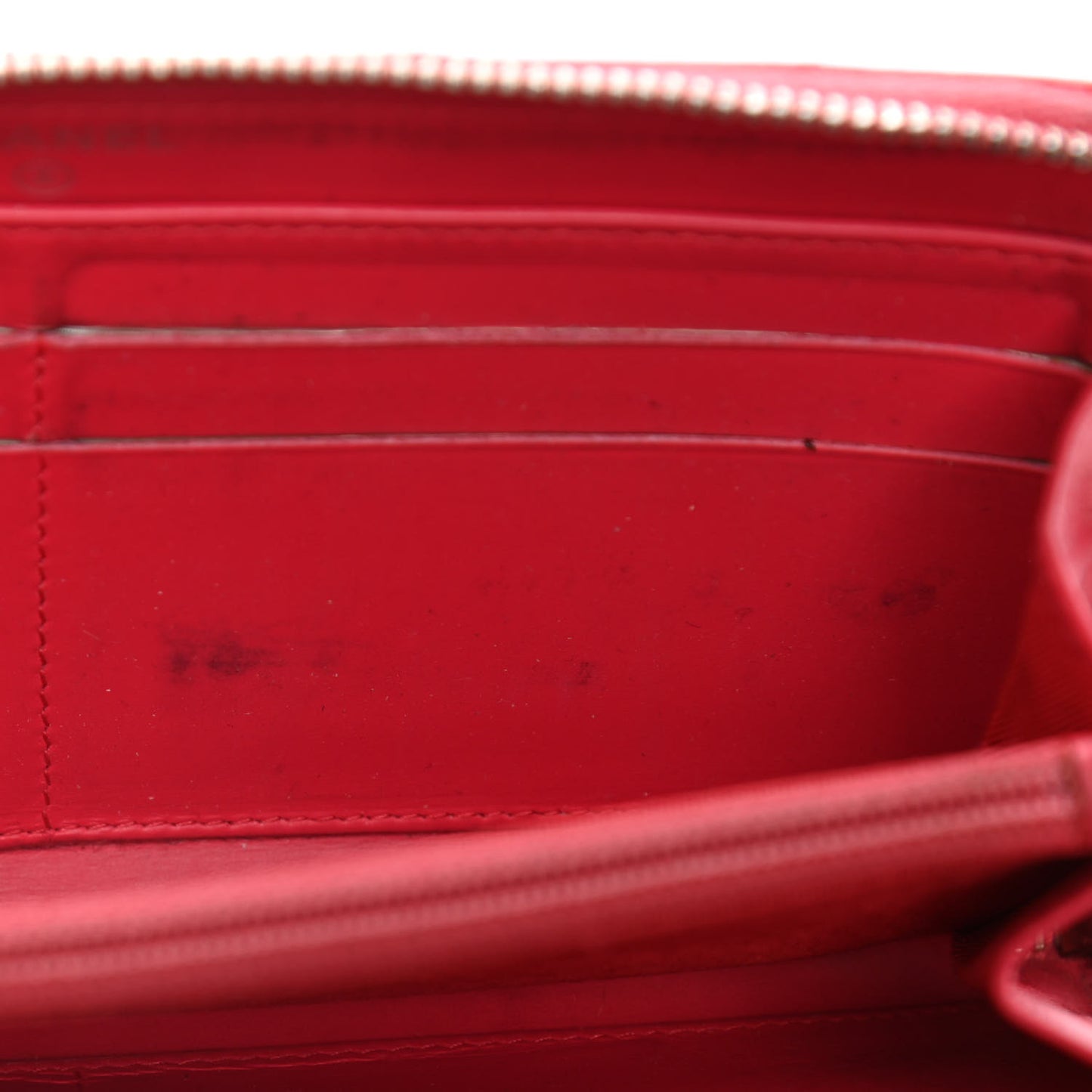 Patent Quilted Large Gusset Zip Around Wallet Red