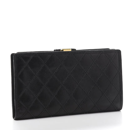 Chanel Lambskin Diamond Stitched French Wallet Black 3 of 11
