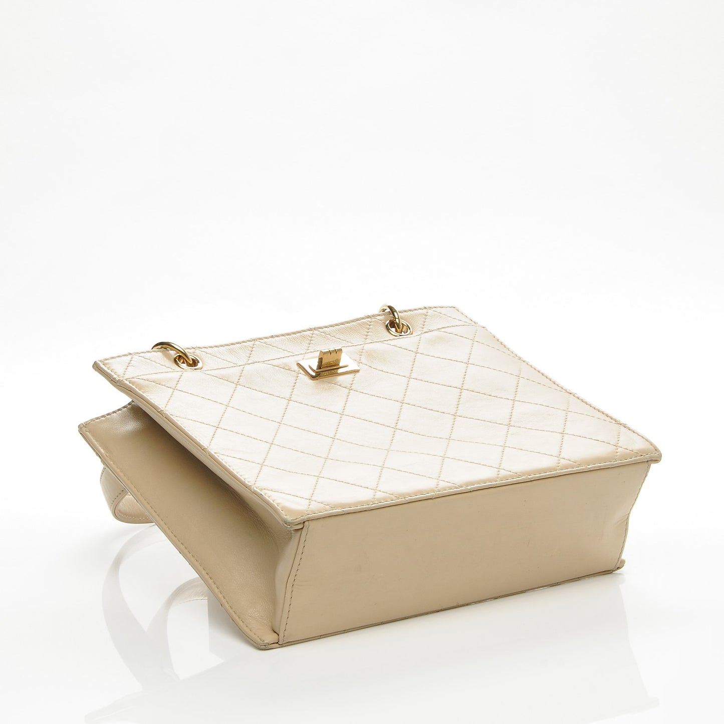 Calfskin Quilted Mademoiselle Tote Beige