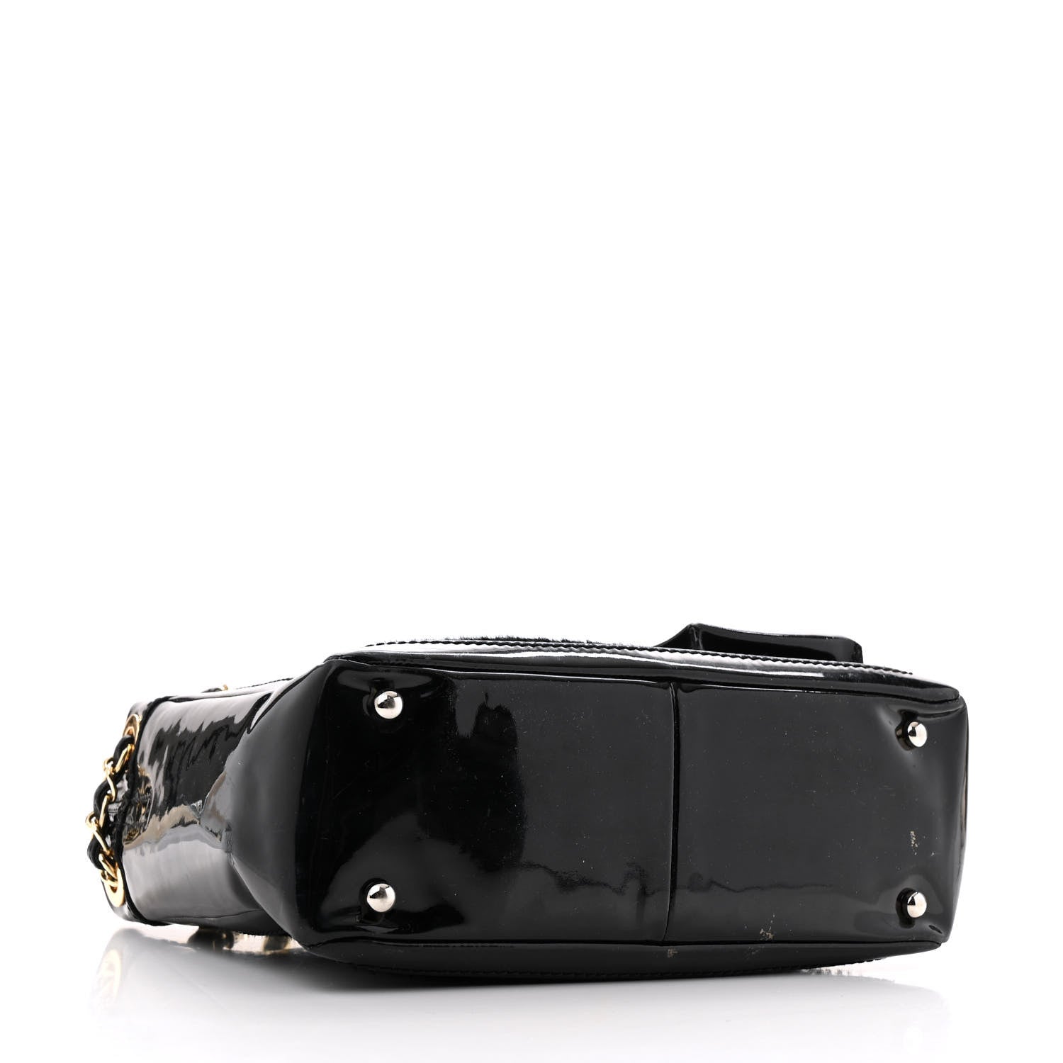 Chanel Patent Pony Hair Small Pocket Tote Black 4 of 16