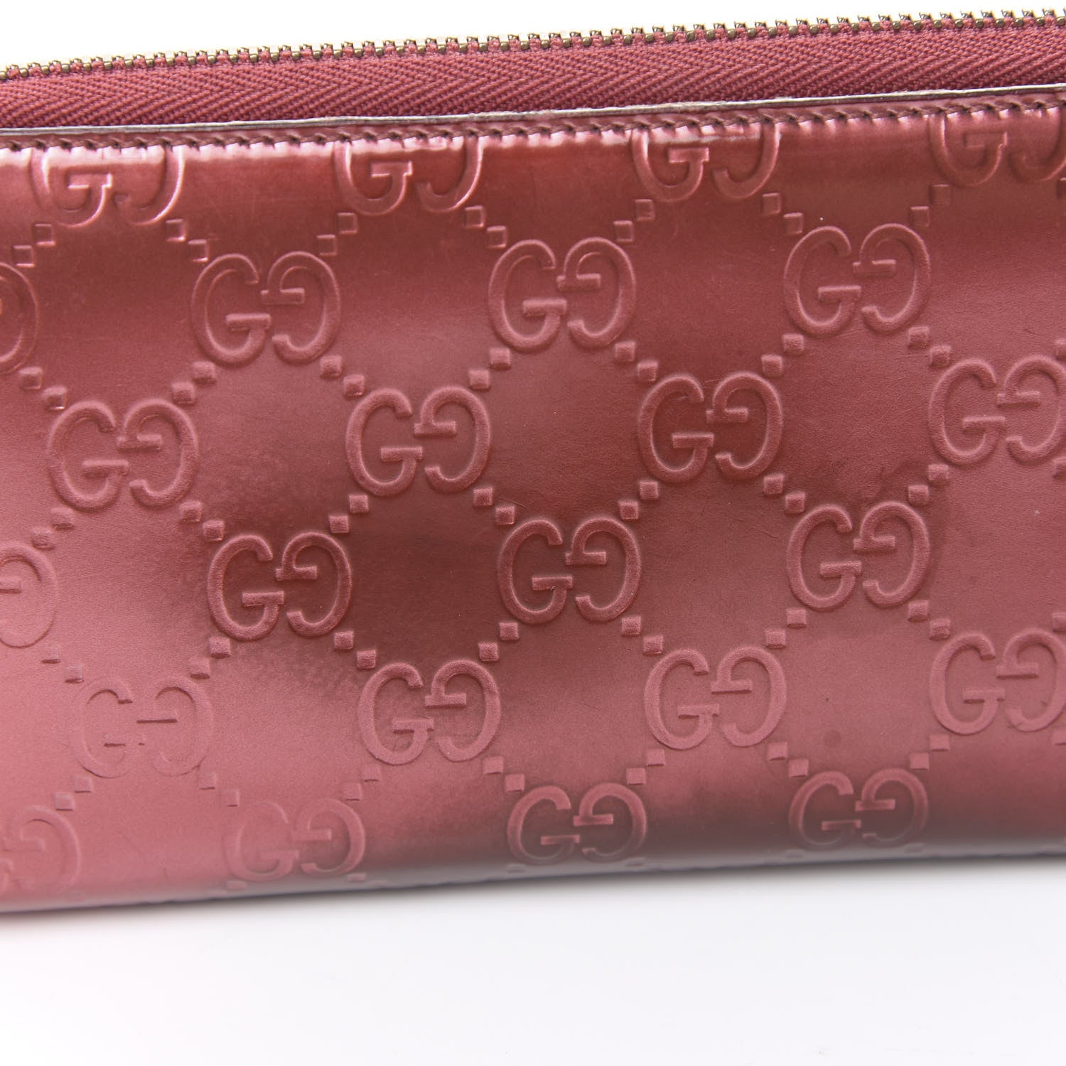 Gucci Shine Guccissima Margaux Calfskin Lovely Zip Around Wallet Tibet Red 12 of 14