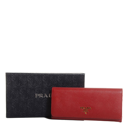 Prada Saffiano Metal Continental Flap Wallet Fuoco 10 of 10