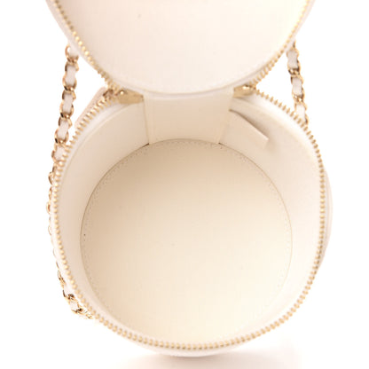 Chanel Lambskin Quilted Round Small Vanity Case With Chain White Black 5 of 12
