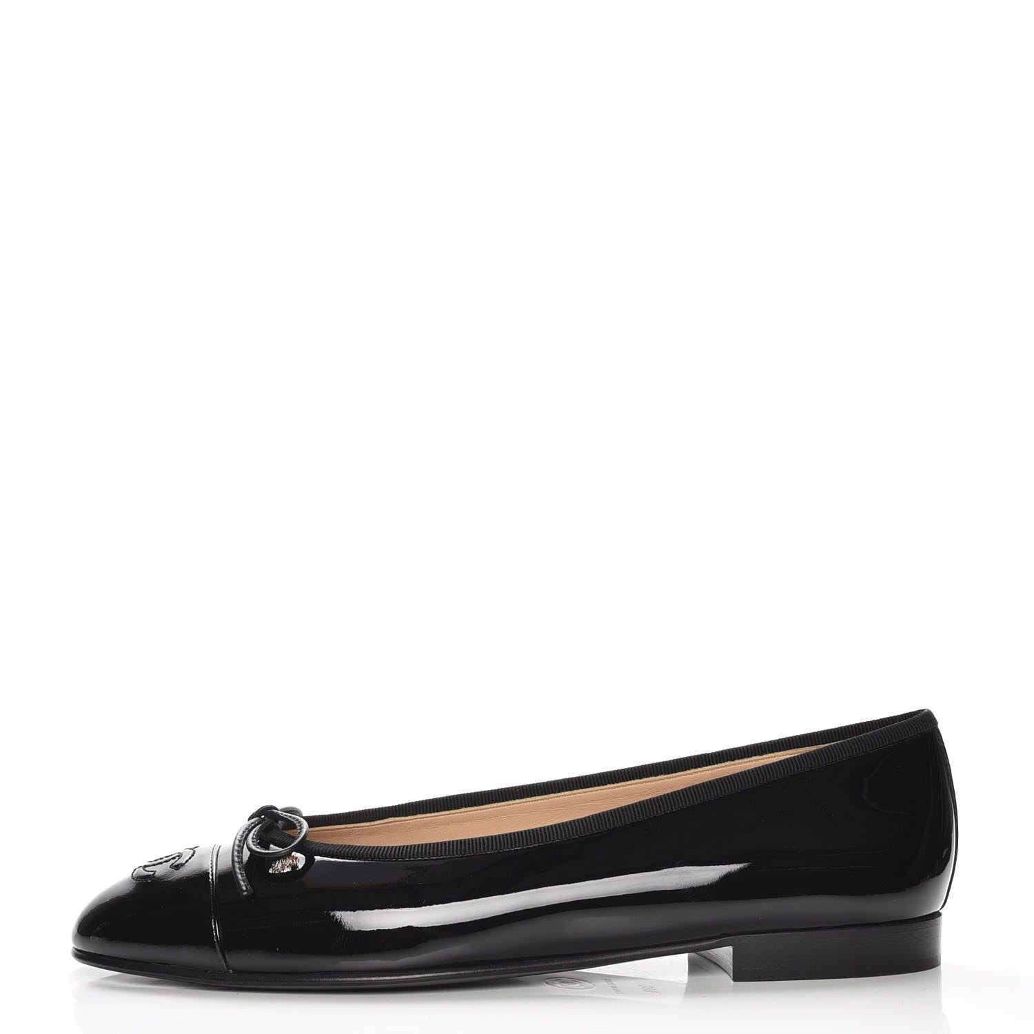 Chanel Patent CC Cap Toe Ballerina Flats 38.5 Black 1 of 9