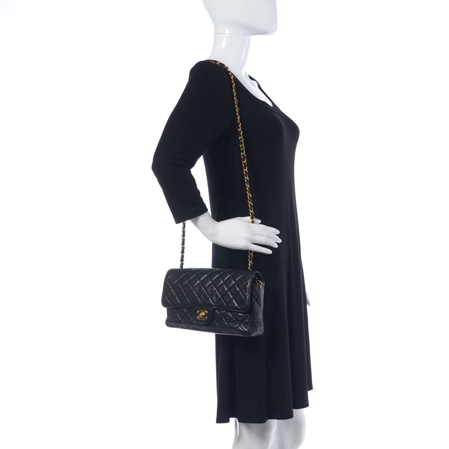 Chanel Lambskin Quilted Medium Single Flap Black 2 of 11