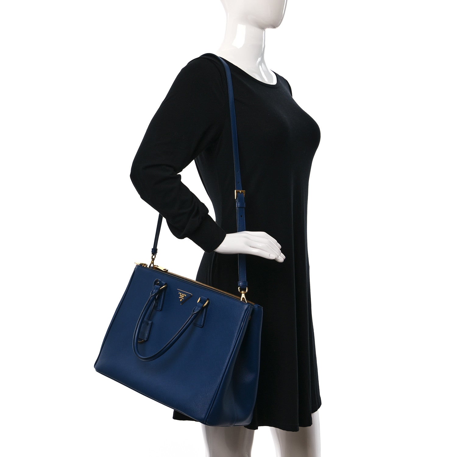 Prada Saffiano Lux Large Galleria Double Zip Tote Bluette 2 of 11