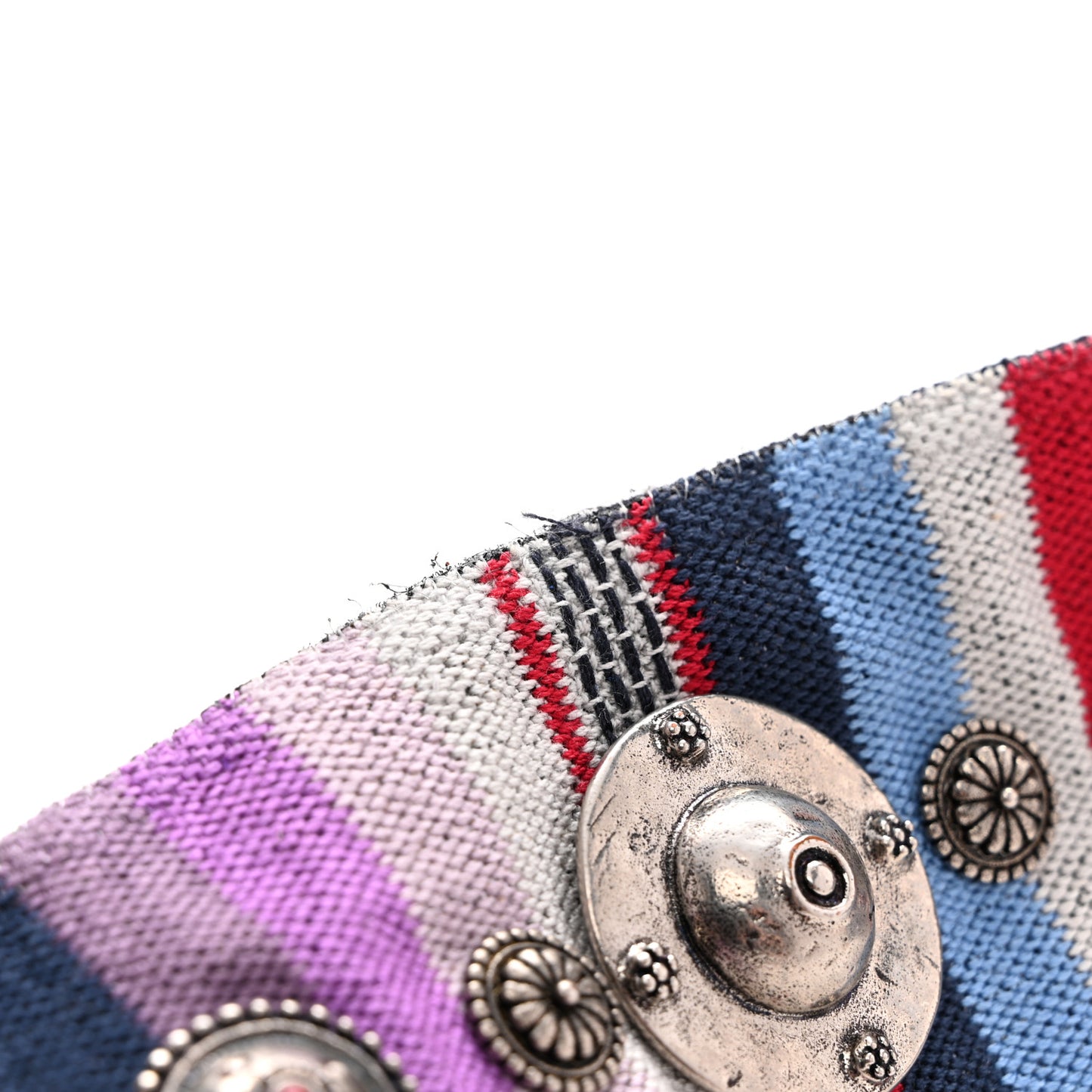 Canvas Embroidered Studded Rainbow Shoulder Strap
