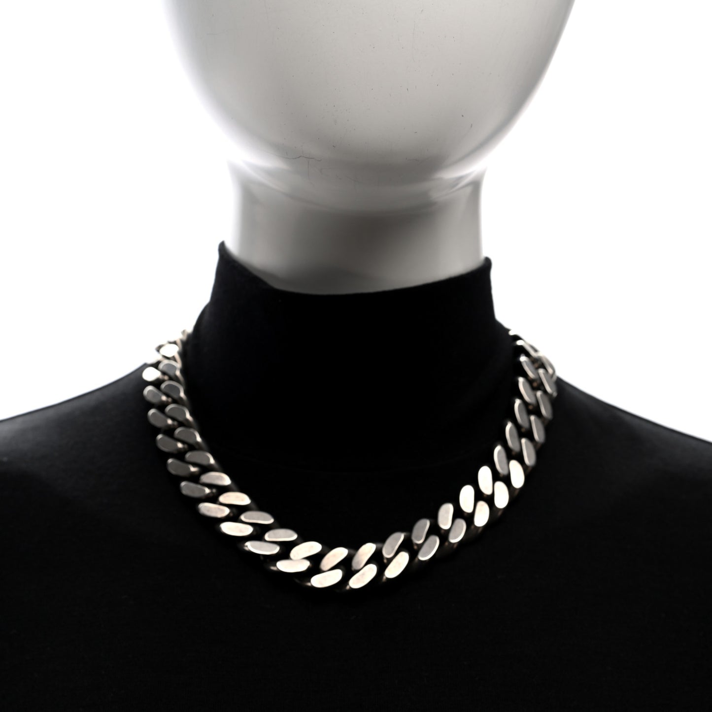 Metal Curb Chain Necklace Oxidized Silver