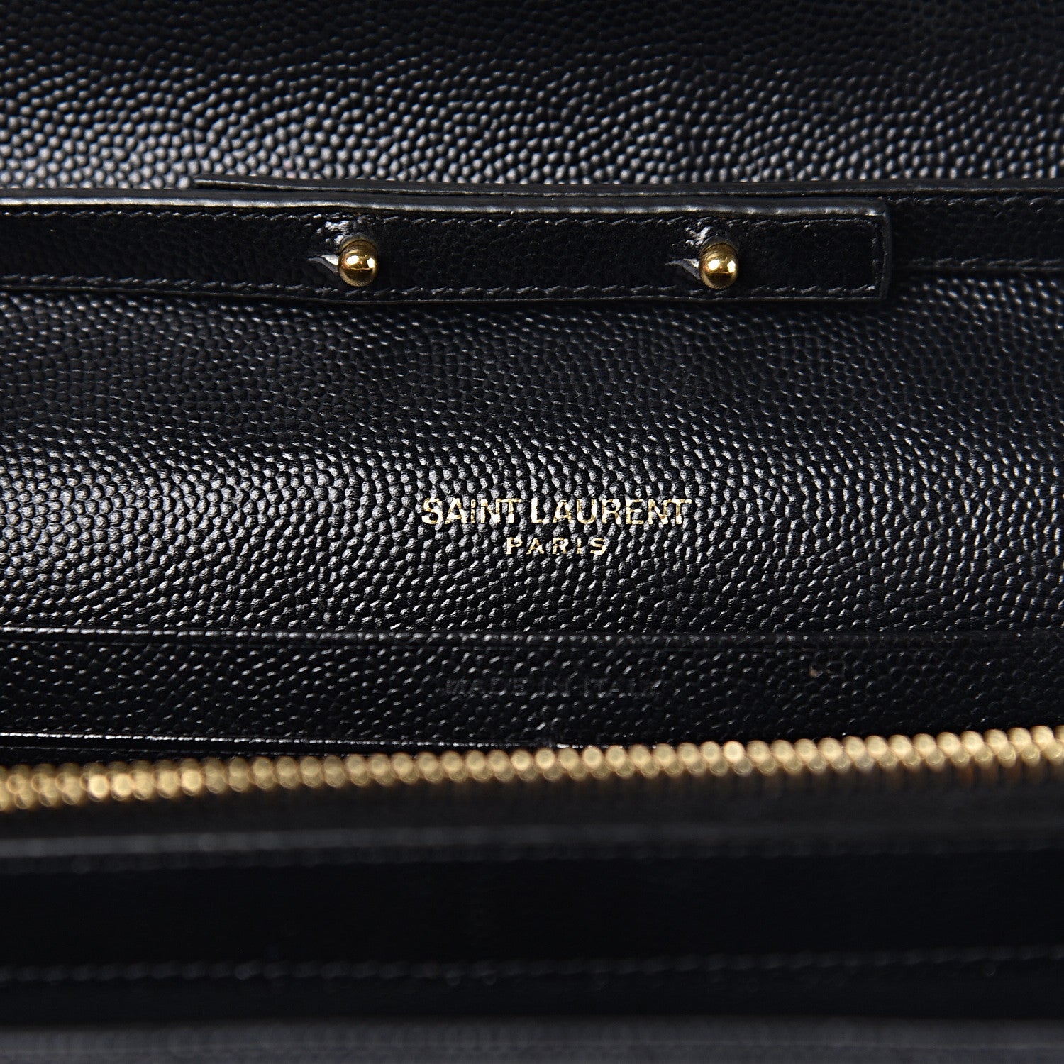 Saint Laurent Grain De Poudre Matelasse Chevron Monogram Chain Wallet Black 6 of 13