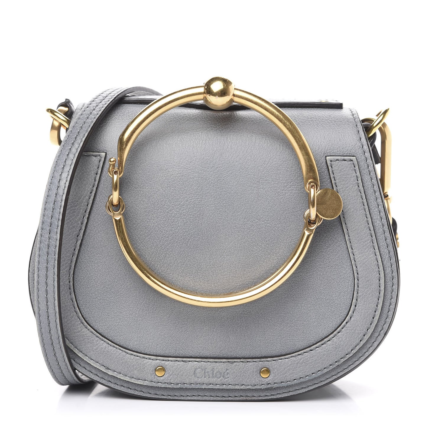 Calfskin Suede Small Nile Bracelet Bag Cloudy Blue