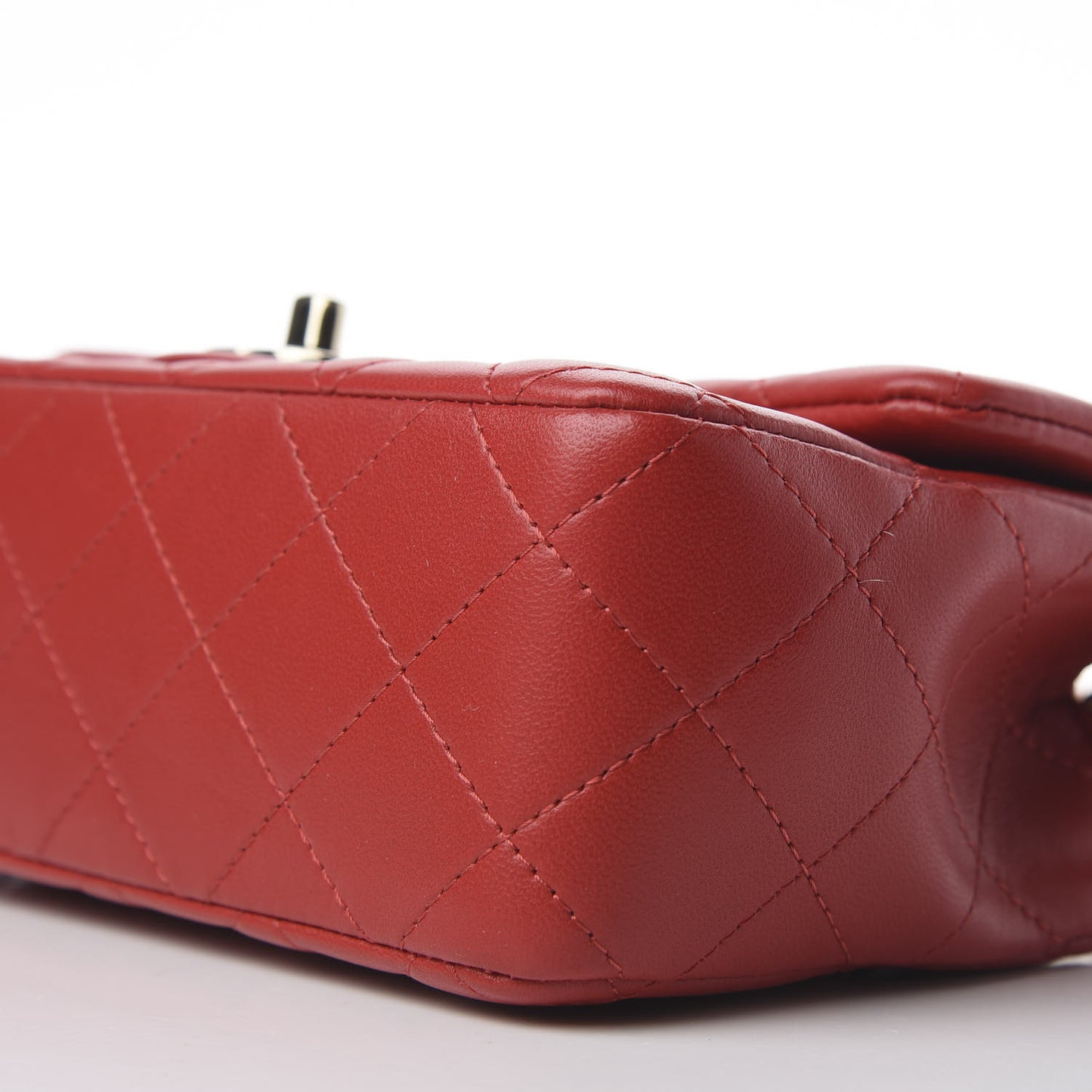 Lambskin Quilted Mini Rectangular Flap Red