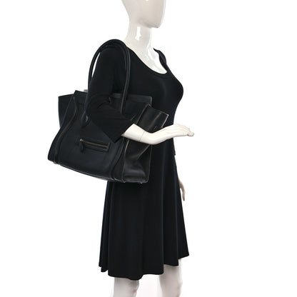 Celine Drummed Calfskin Shoulder Luggage Black 2 of 8