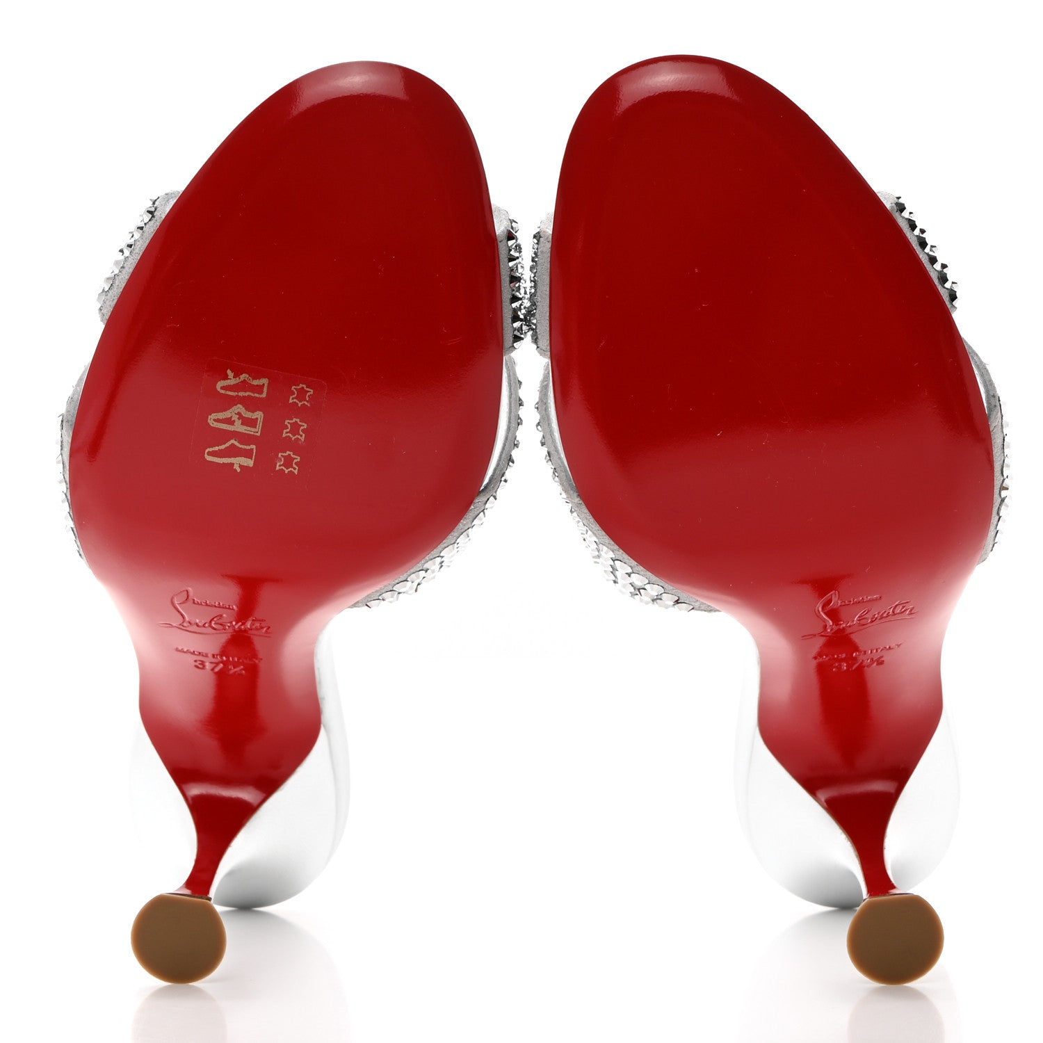 Christian Louboutin Suede Metallic Kid Lambskin Strass Mariza Is Back 85 Sandals 37.5 Silver 5 of 8