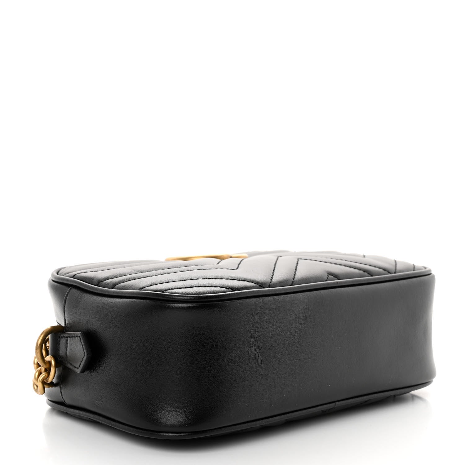 Gucci Calfskin Matelasse Small GG Marmont Chain Shoulder Bag Black 4 of 11