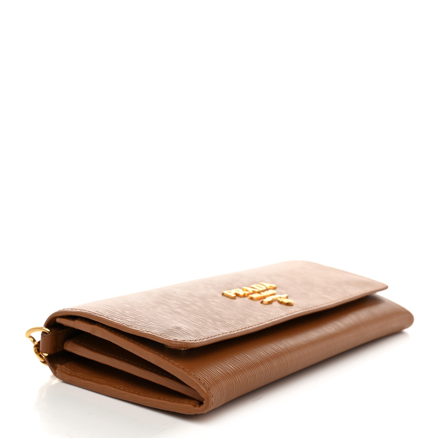 Prada Saffiano Metal Oro Chain Wallet Caramel 4 of 11