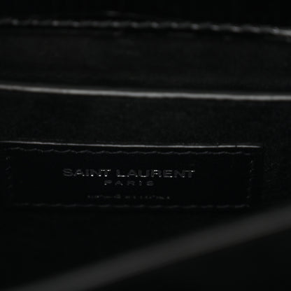 Saint Laurent Calfskin Crocodile Embossed Medium Monogram Sunset Black 6 of 11