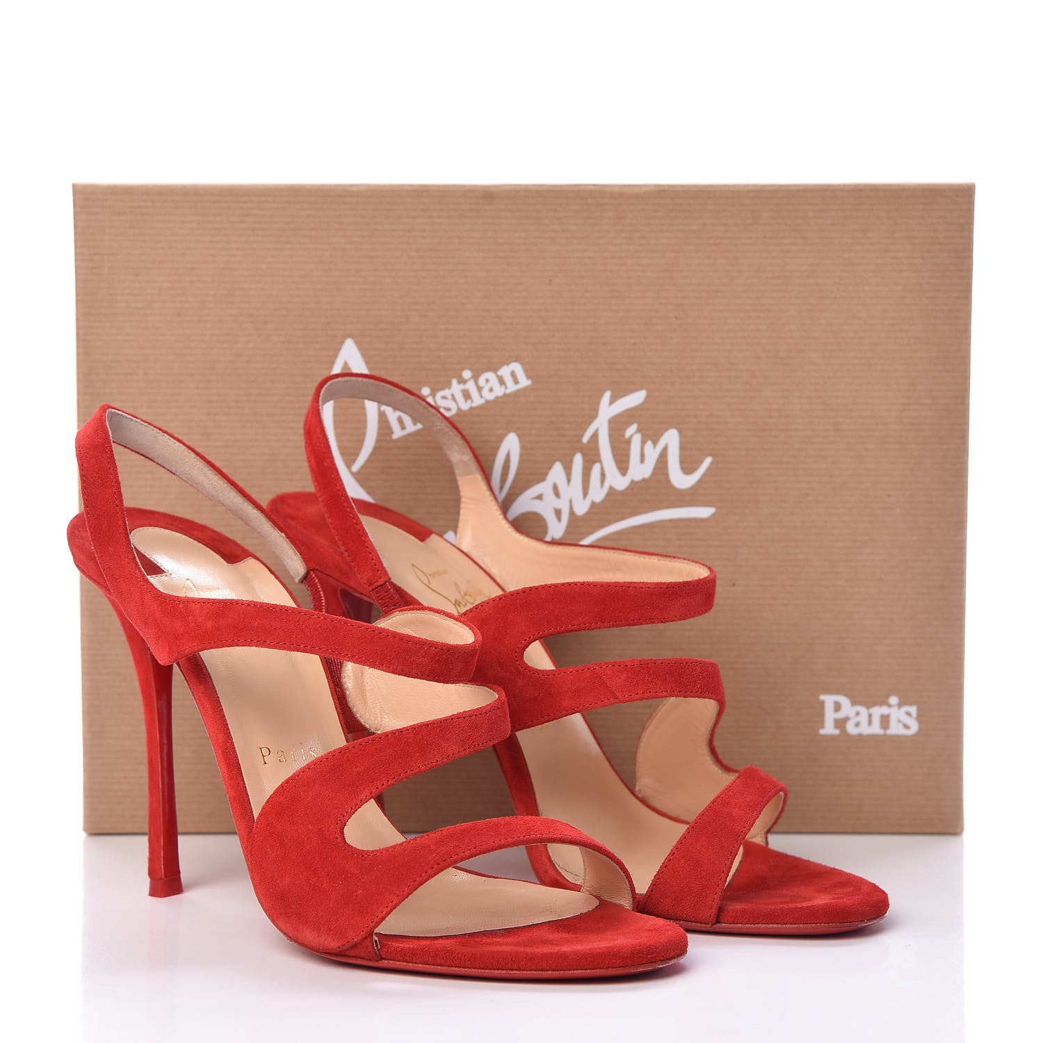 Christian Louboutin Veau Velours Vavazou 100 Strappy Sandals 39.5 Loubi 9 of 9