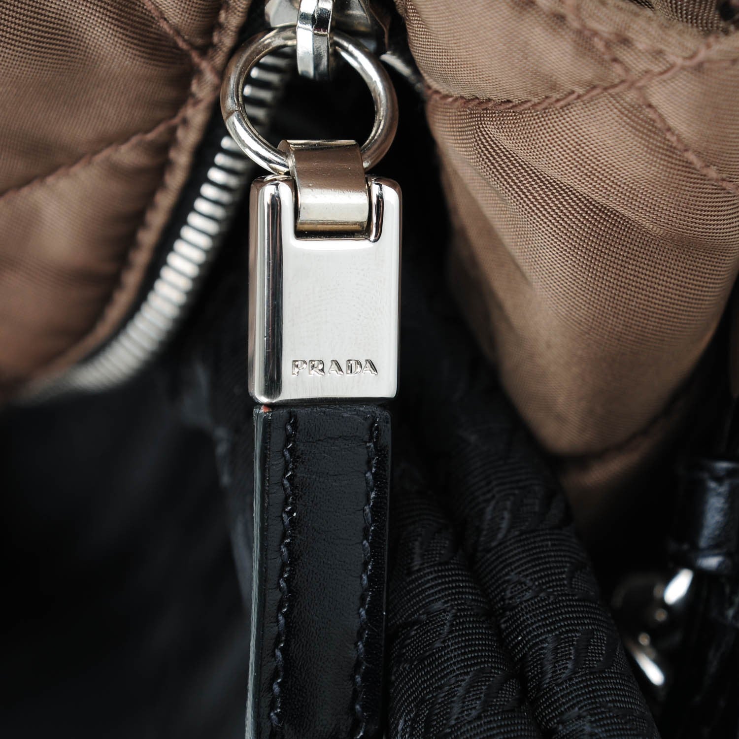 Prada Tessuto Nylon Quilted Small Tote Antilope Black 13 of 13