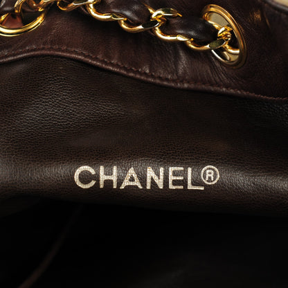 Chanel Canvas Calfskin Drawstring Shoulder Bag Beige Brown 12 of 16