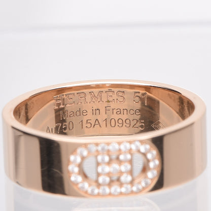 Hermes 18K Rose Gold Diamond PM H D'Ancre Ring 51 5.75 4 of 4